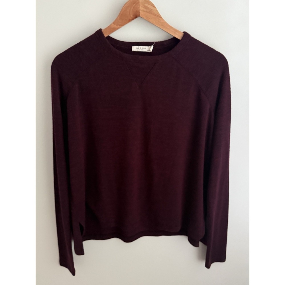 Rag & Bone Camden Top Womens Size S Burgundy Plum Raglan Long Sleeve XS